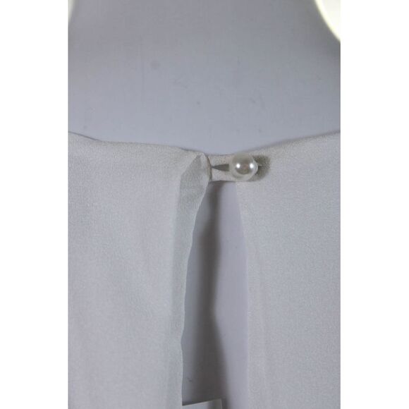 Ellelauri Womens Round Neck Long Sleeve Lace Trim Blouse White Size M - Picture 4 of 7